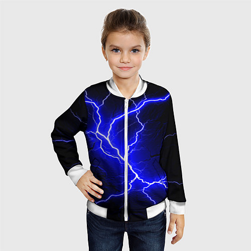 Детский бомбер Color blue black / 3D-Белый – фото 4