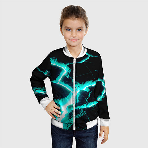 Детский бомбер Color light blue black / 3D-Белый – фото 4