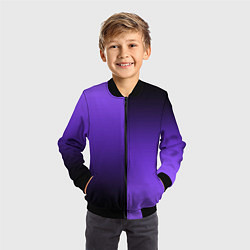 Бомбер детский Чёрно-сиреневый градиент пополам, цвет: 3D-черный — фото 2