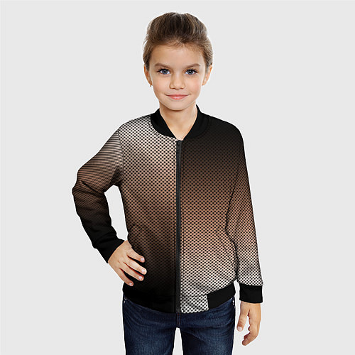 Детский бомбер Чёрно-коричневый текстурный градиент пополам / 3D-Черный – фото 4