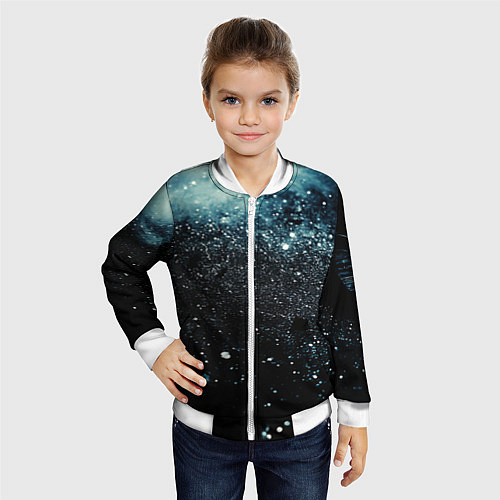 Детский бомбер Черно-синий текстурный фон / 3D-Белый – фото 4
