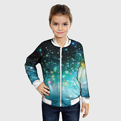 Бомбер детский Бирюзовые блестки фон, цвет: 3D-белый — фото 2