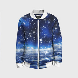 Бомбер детский Космический синий абстрактный фон - текстура, цвет: 3D-белый