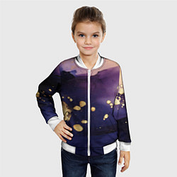 Бомбер детский Золотая краска на текстуре, цвет: 3D-белый — фото 2
