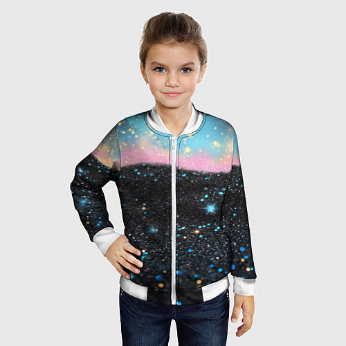 Детский бомбер Блестящая текстура на черном / 3D-Белый – фото 4
