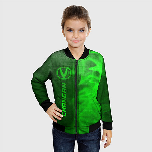 Детский бомбер Changan - green gradient по-вертикали / 3D-Черный – фото 4