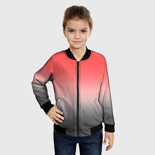 Детский бомбер Бледный красно-серый градиент / 3D-Черный – фото 4