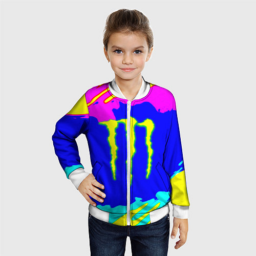 Детский бомбер Monster energy краски цветные / 3D-Белый – фото 4