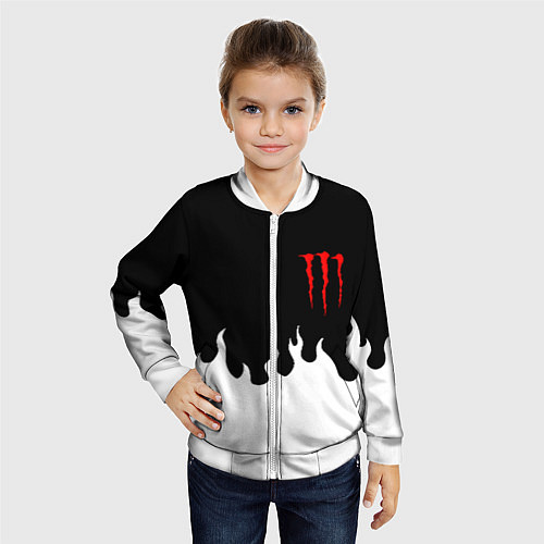 Детский бомбер Monster energy red logo / 3D-Белый – фото 4