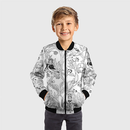 Детский бомбер Птицы Сирин / 3D-Черный – фото 3