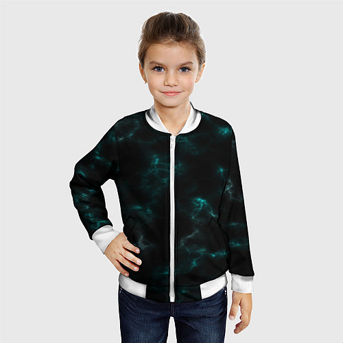 Детский бомбер Color black turquoise / 3D-Белый – фото 4