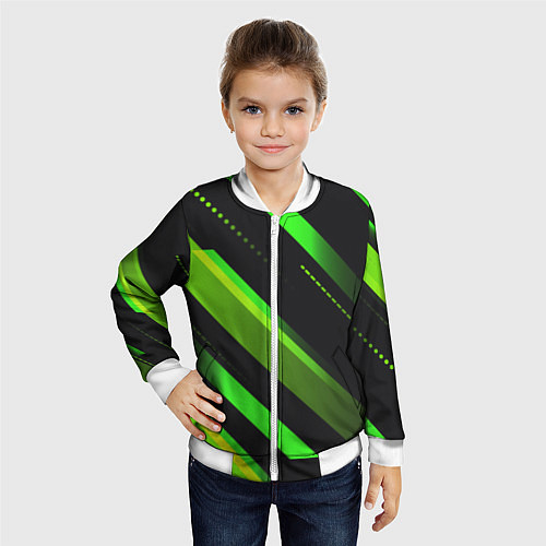 Детский бомбер Color black green / 3D-Белый – фото 4