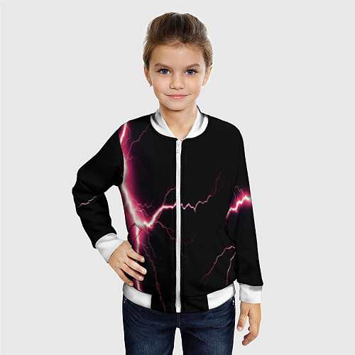 Детский бомбер Lightning pink / 3D-Белый – фото 4
