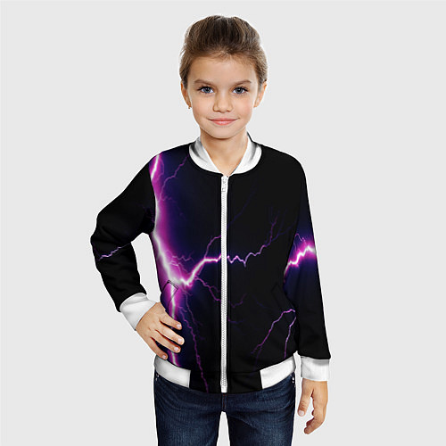 Детский бомбер Lightning purple / 3D-Белый – фото 4