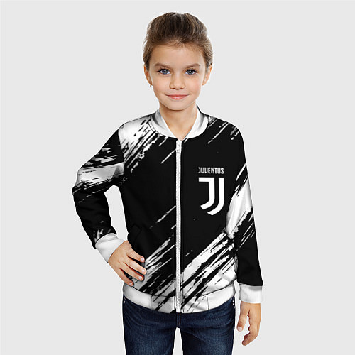 Детский бомбер Juventus штрихи красок / 3D-Белый – фото 4