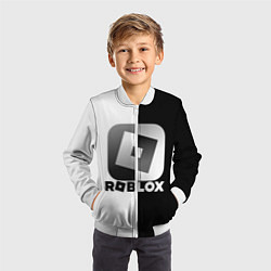 Бомбер детский Роблокс логотип, цвет: 3D-белый — фото 2