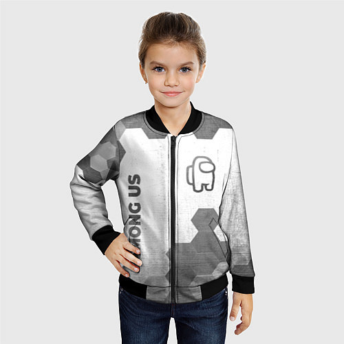 Детский бомбер Among Us - white gradient вертикально / 3D-Черный – фото 4