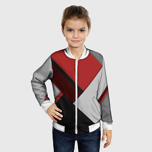 Детский бомбер Color black red grey / 3D-Белый – фото 4