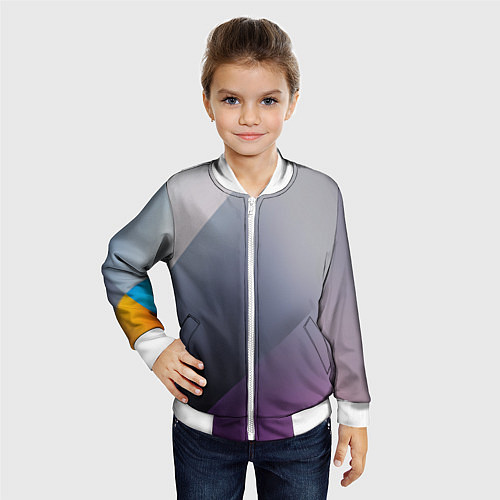 Детский бомбер Color grey with stripes / 3D-Белый – фото 4