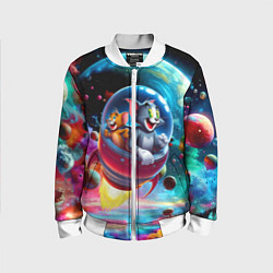 Бомбер детский Том и Джерри летят в ракете - нейроарт, цвет: 3D-белый