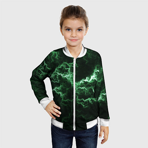Детский бомбер Lightning green line / 3D-Белый – фото 4