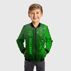 Бомбер детский Sporting - green gradient по-вертикали, цвет: 3D-черный — фото 2