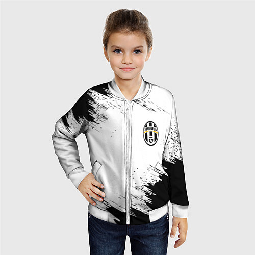 Детский бомбер Juventus штрихи красок / 3D-Белый – фото 4
