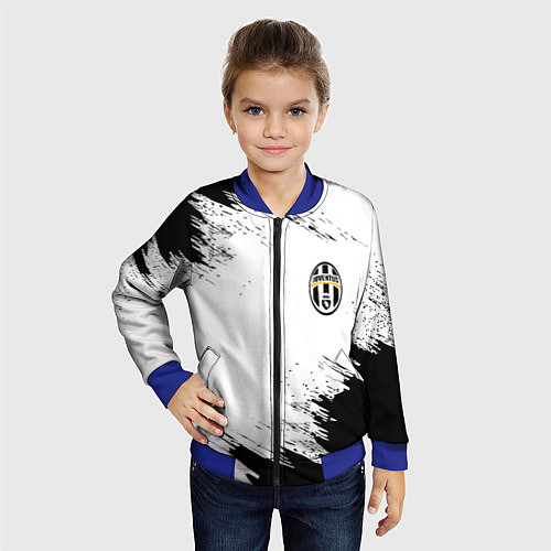 Детский бомбер Juventus штрихи красок / 3D-Синий – фото 4