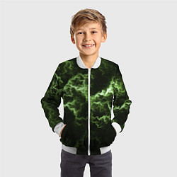 Бомбер детский Lightning green glow, цвет: 3D-белый — фото 2