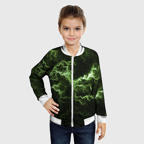 Детский бомбер Lightning green glow / 3D-Белый – фото 4