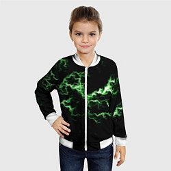 Бомбер детский Lightning green glow, цвет: 3D-белый — фото 2
