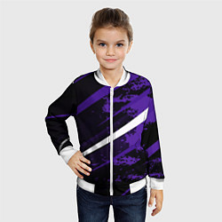 Бомбер детский Color black purple line, цвет: 3D-белый — фото 2