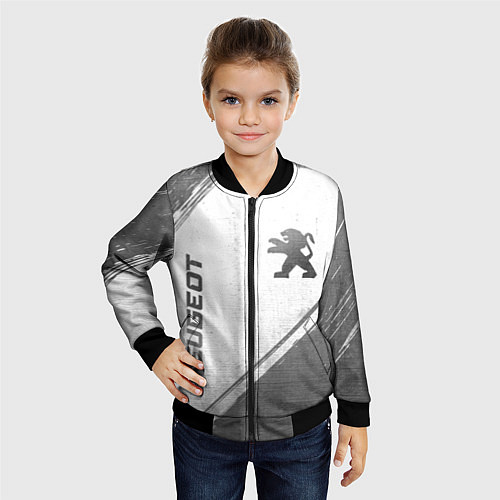 Детский бомбер Peugeot - white gradient вертикально / 3D-Черный – фото 4