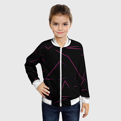 Детский бомбер Color pink line / 3D-Белый – фото 4
