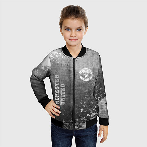 Детский бомбер Manchester United - grey gradient вертикально / 3D-Черный – фото 4