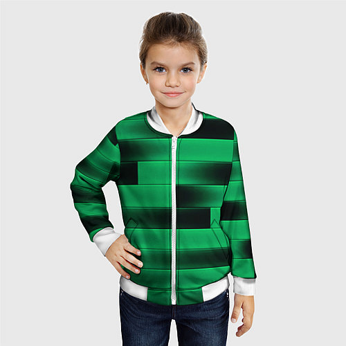 Детский бомбер Color green square / 3D-Белый – фото 4
