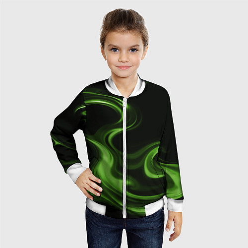 Детский бомбер Green black / 3D-Белый – фото 4