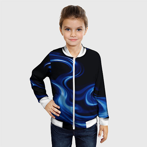 Детский бомбер Color blue smoke / 3D-Белый – фото 4