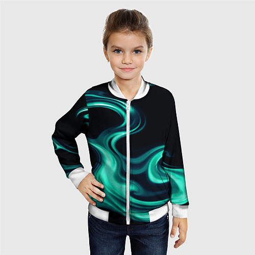 Детский бомбер Color turquoise black / 3D-Белый – фото 4