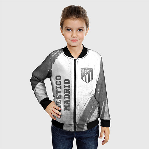 Детский бомбер Atletico Madrid - white gradient вертикально / 3D-Черный – фото 4