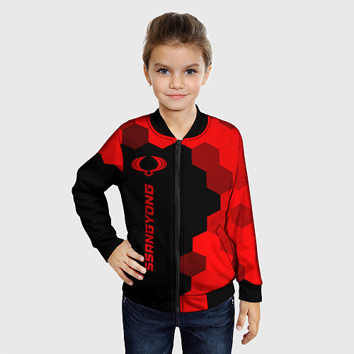 Детский бомбер SsangYong - red gradient по-вертикали / 3D-Черный – фото 4