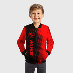 Бомбер детский BMW - red gradient по-вертикали, цвет: 3D-черный — фото 2