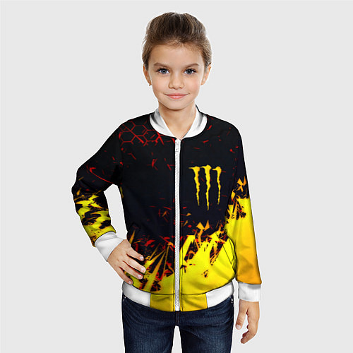 Детский бомбер Monster energy абстрактные краски / 3D-Белый – фото 4