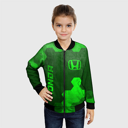 Детский бомбер Honda - green gradient вертикально / 3D-Черный – фото 4