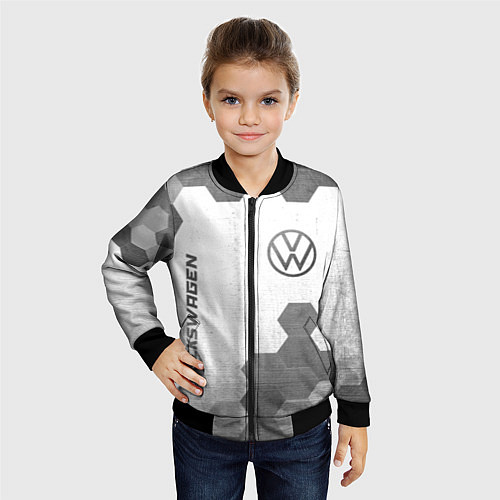 Детский бомбер Volkswagen - white gradient вертикально / 3D-Черный – фото 4