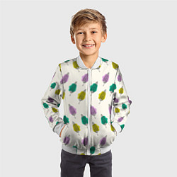 Бомбер детский Листья на пятнах, цвет: 3D-белый — фото 2