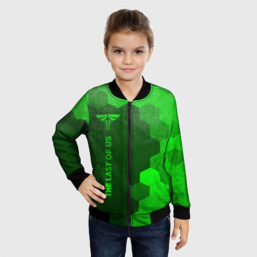 Детский бомбер The Last Of Us - green gradient по-вертикали / 3D-Черный – фото 4