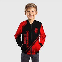 Бомбер детский Death Stranding - red gradient вертикально, цвет: 3D-черный — фото 2