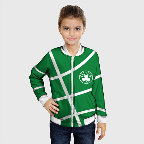 Детский бомбер Boston Celtics green / 3D-Белый – фото 4