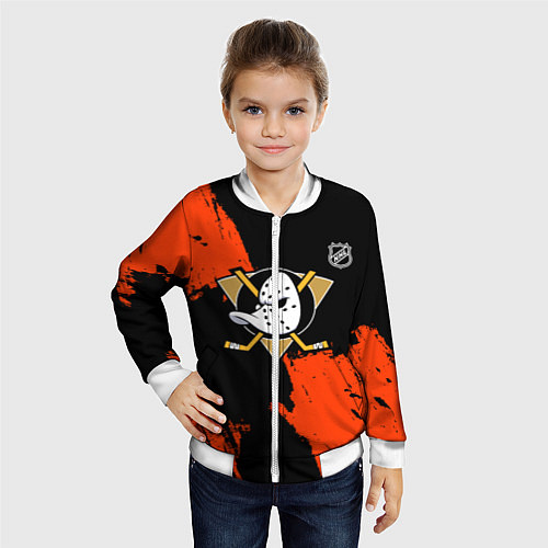 Детский бомбер Анахайм Дакс - оранжевая краска / 3D-Белый – фото 4